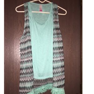 Two Piece Teal/Gray Top